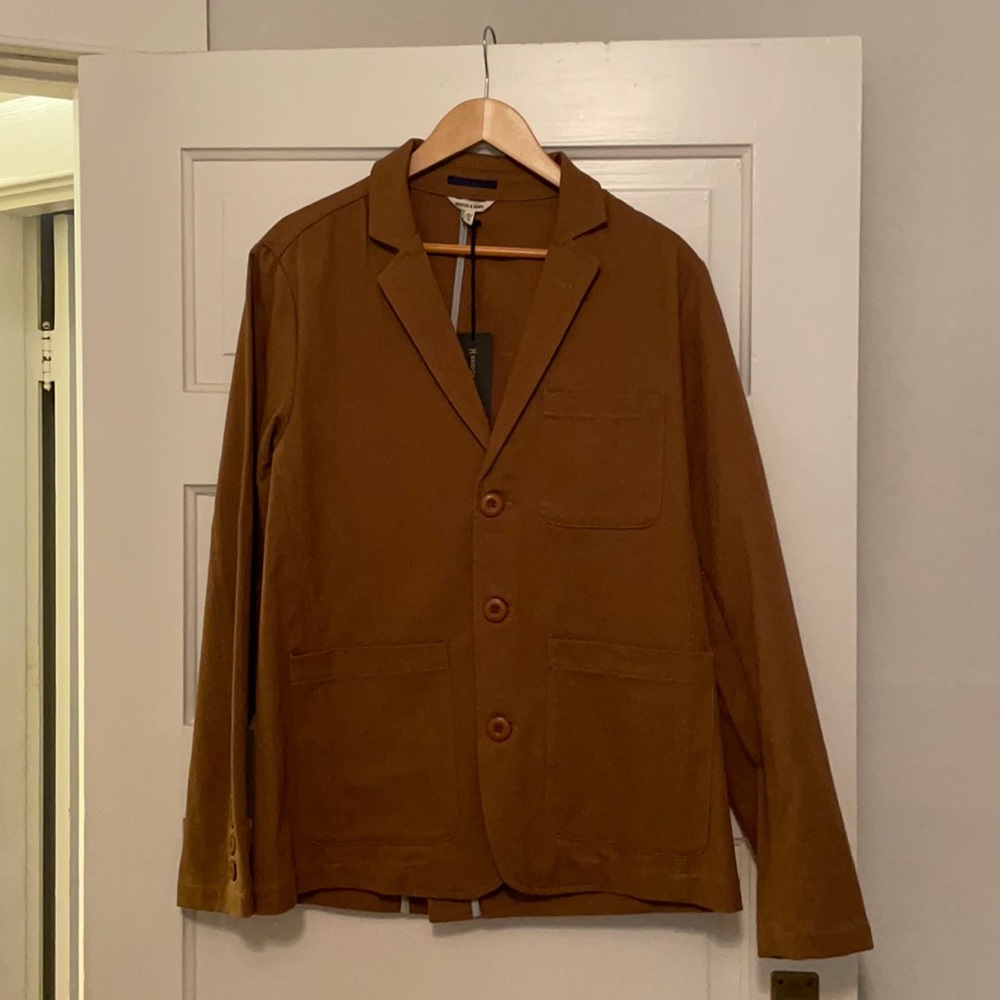 Monroe men’s tan cotton canvas blazer brand new